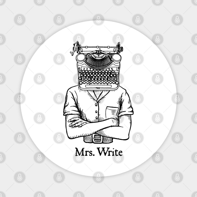 Mrs. Write Author Writer Vintage Typewriter Funny Word Pun Magnet by Grandeduc